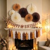 Hawaiian Luau Party Decorations Tropical Beach Aloha Palm Leaves Garland Luau Honeycomb Table Centerpiece Tissue Pom Poms Paper Fans Tiki Totem Hanging Decor Tropical Summer Beach Pool Party Supplies(Brown Birthday)