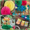 Hawaiian Luau Party Decorations Tropical Beach Aloha Palm Leaves Garland Luau Honeycomb Table Centerpiece Tissue Pom Poms Paper Fans Tiki Totem Hanging Decor Tropical Summer Beach Pool Party Supplies(Hawaiian Luau Party Decorations)