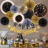 Hawaiian Luau Party Decorations Tropical Beach Aloha Palm Leaves Garland Luau Honeycomb Table Centerpiece Tissue Pom Poms Paper Fans Tiki Totem Hanging Decor Tropical Summer Beach Pool Party Supplies(Gold Black)