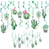 Hawaiian Luau Party Decorations Tropical Beach Aloha Palm Leaves Garland Luau Honeycomb Table Centerpiece Tissue Pom Poms Paper Fans Tiki Totem Hanging Decor Tropical Summer Beach Pool Party Supplies(Teal Green)