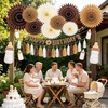 Hawaiian Luau Party Decorations Tropical Beach Aloha Palm Leaves Garland Luau Honeycomb Table Centerpiece Tissue Pom Poms Paper Fans Tiki Totem Hanging Decor Tropical Summer Beach Pool Party Supplies(Brown Birthday)