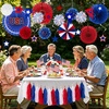 Hawaiian Luau Party Decorations Tropical Beach Aloha Palm Leaves Garland Luau Honeycomb Table Centerpiece Tissue Pom Poms Paper Fans Tiki Totem Hanging Decor Tropical Summer Beach Pool Party Supplies(Red White Blue Patriotic Decorations)