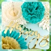 Hawaiian Luau Party Decorations Tropical Beach Aloha Palm Leaves Garland Luau Honeycomb Table Centerpiece Tissue Pom Poms Paper Fans Tiki Totem Hanging Decor Tropical Summer Beach Pool Party Supplies(Teal and Gold Birthday Decorations)