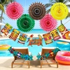 Hawaiian Luau Party Decorations Tropical Beach Aloha Palm Leaves Garland Luau Honeycomb Table Centerpiece Tissue Pom Poms Paper Fans Tiki Totem Hanging Decor Tropical Summer Beach Pool Party Supplies(Hawaiian Luau Party Decorations)