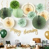 Hawaiian Luau Party Decorations Tropical Beach Aloha Palm Leaves Garland Luau Honeycomb Table Centerpiece Tissue Pom Poms Paper Fans Tiki Totem Hanging Decor Tropical Summer Beach Pool Party Supplies(Sage Green)