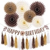 Hawaiian Luau Party Decorations Tropical Beach Aloha Palm Leaves Garland Luau Honeycomb Table Centerpiece Tissue Pom Poms Paper Fans Tiki Totem Hanging Decor Tropical Summer Beach Pool Party Supplies(Brown Birthday)