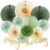 Hawaiian Luau Party Decorations Tropical Beach Aloha Palm Leaves Garland Luau Honeycomb Table Centerpiece Tissue Pom Poms Paper Fans Tiki Totem Hanging Decor Tropical Summer Beach Pool Party Supplies(Sage Green)