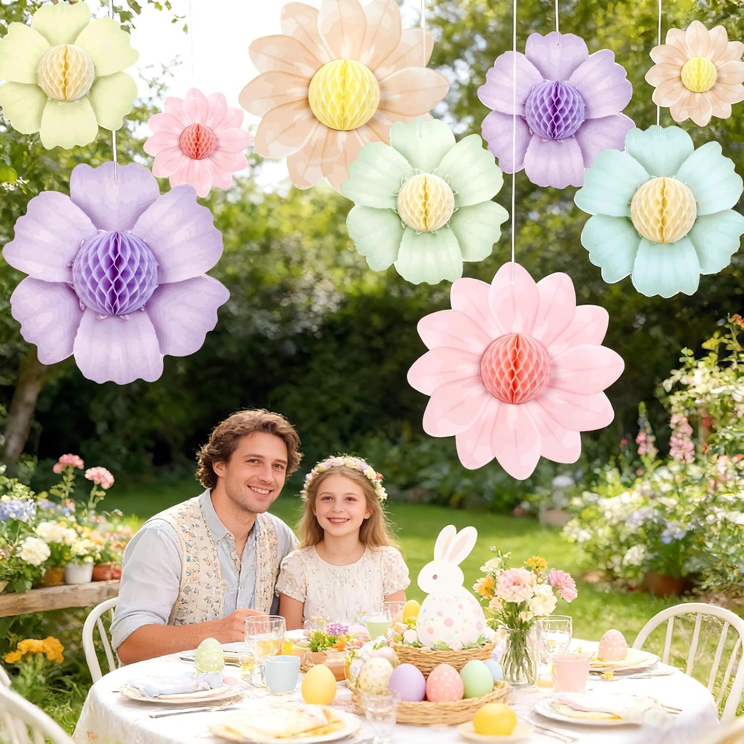 image:imageSUNBEAUTY 4th of July Patriotic Decorations Red White Blue Hanging Honeycomb Balls Independence Day Paper Honeycomb Flower for Memorial Day USA Flag Veterans 250th Anniversary Party SuppliesFloral HoneycombPastel