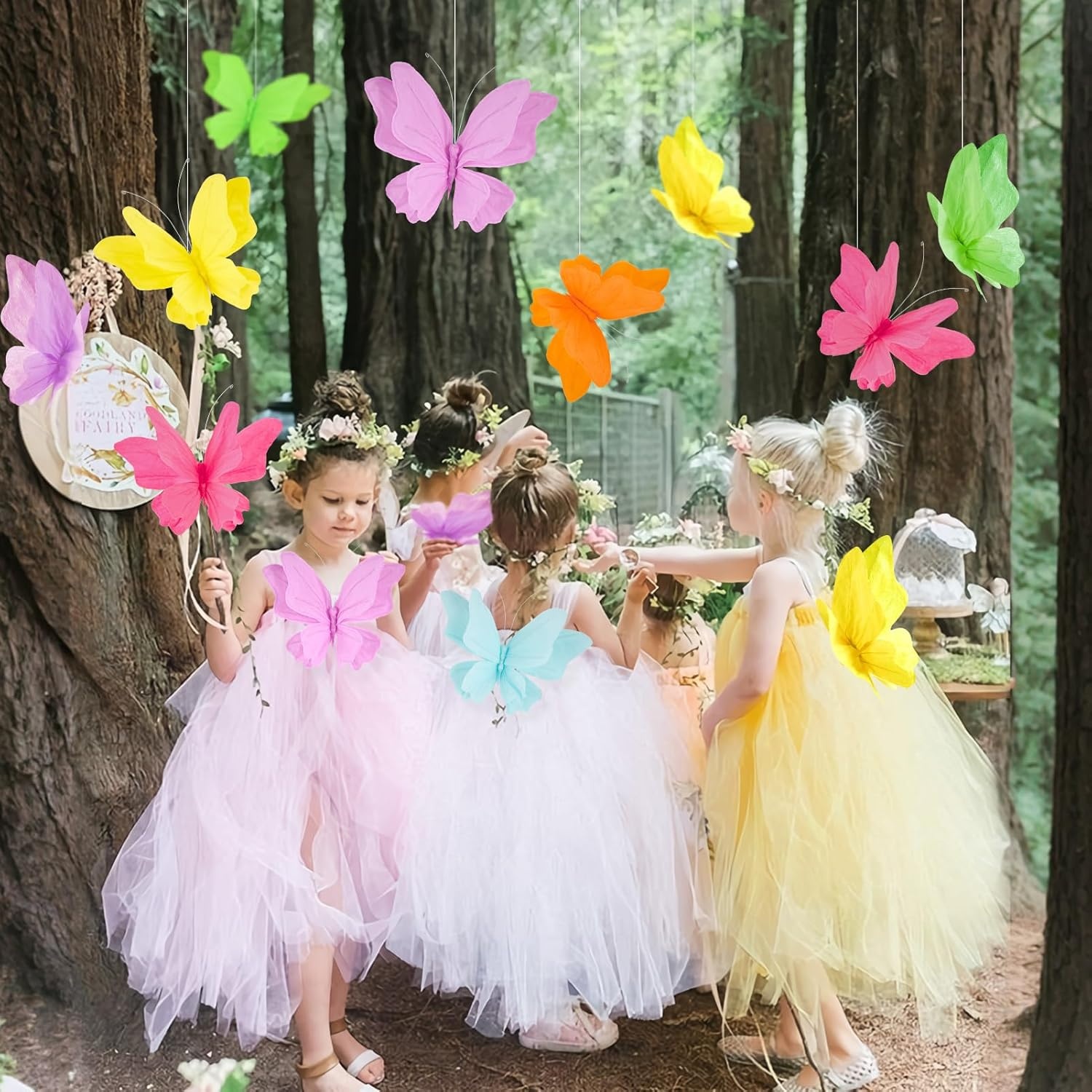 image:imageSUNBEAUTY Butterfly Party Decorations 3D Butterflies Water Proof Wedding Decor Hanging Butterflies for Baby Shower Birthday Decor Party Girls Women PET Plastic Butterfly for Wall Decor Set of 4Sparkling6