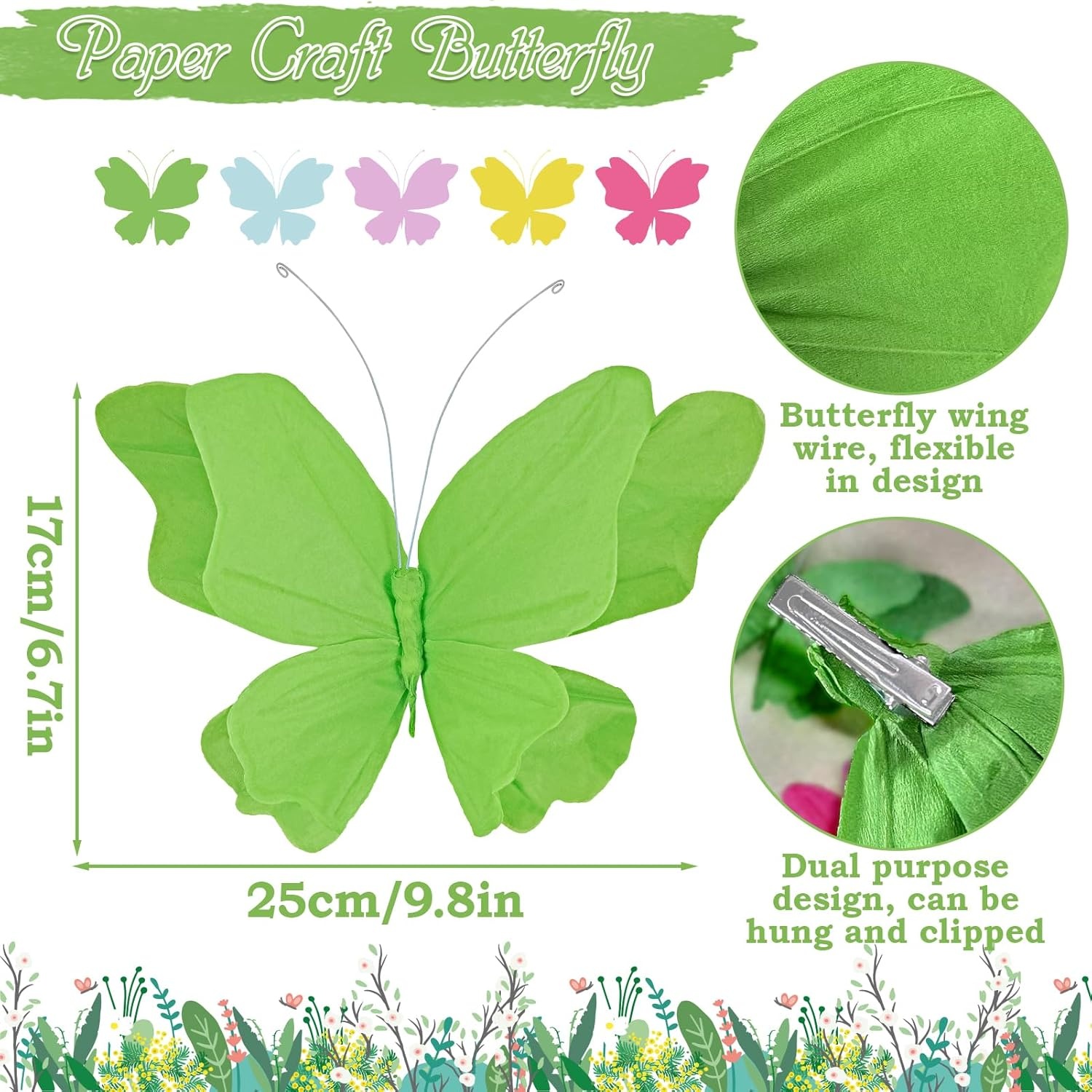 image:imageSUNBEAUTY Butterfly Party Decorations 3D Butterflies Water Proof Wedding Decor Hanging Butterflies for Baby Shower Birthday Decor Party Girls Women PET Plastic Butterfly for Wall Decor Set of 4Sparkling6