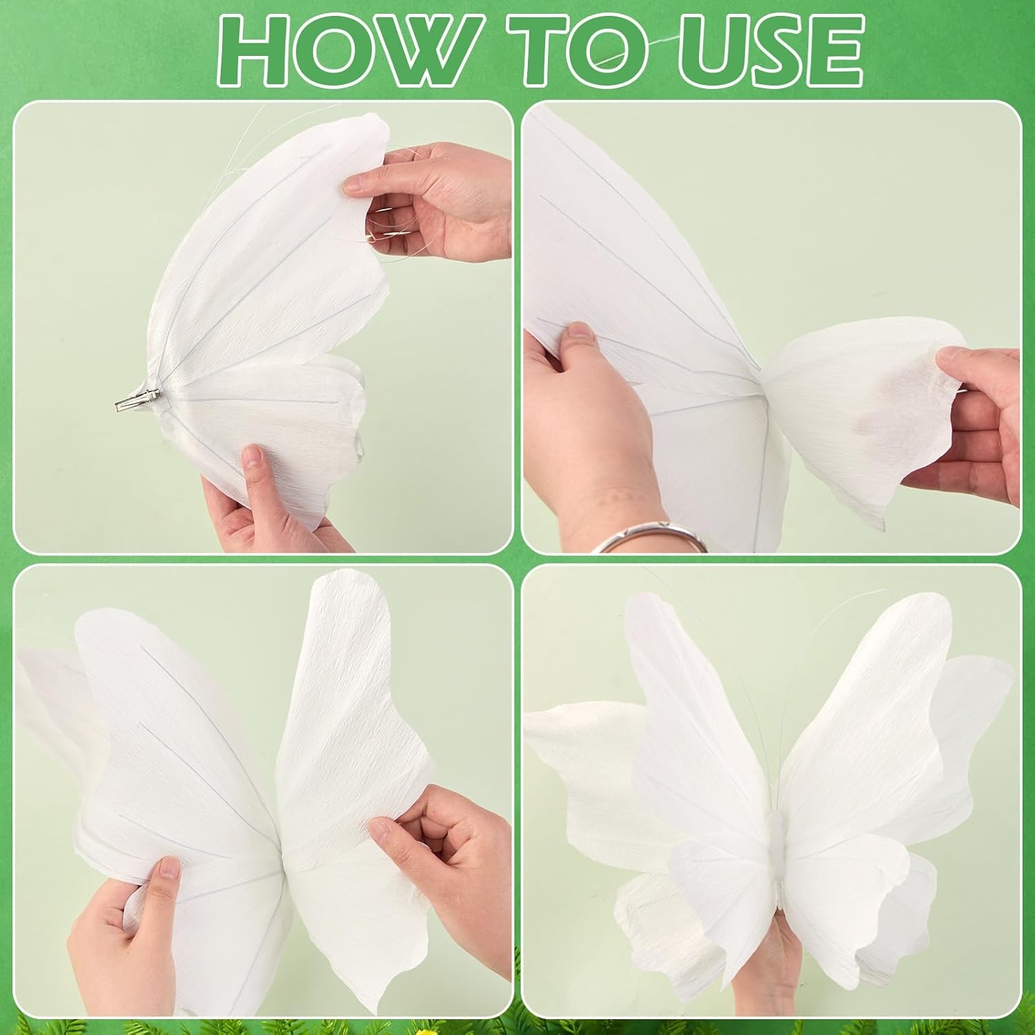 image:imageSUNBEAUTY Butterfly Party Decorations 3D Butterflies Water Proof Wedding Decor Hanging Butterflies for Baby Shower Birthday Decor Party Girls Women PET Plastic Butterfly for Wall Decor Set of 4White Butterfly 4