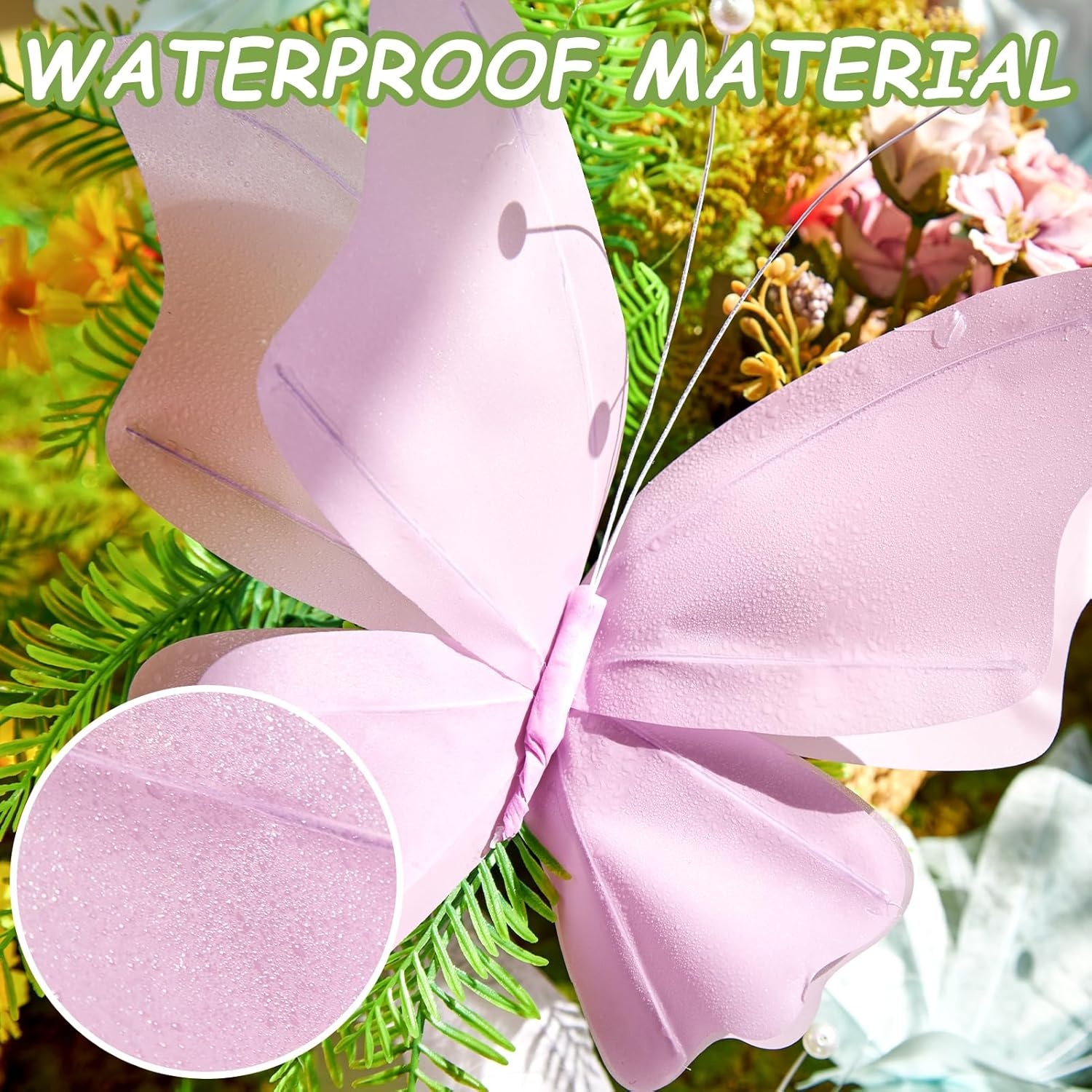 image:imageSUNBEAUTY Butterfly Party Decorations 3D Butterflies Water Proof Wedding Decor Hanging Butterflies for Baby Shower Birthday Decor Party Girls Women PET Plastic Butterfly for Wall Decor Set of 4Water Proof Butterfly