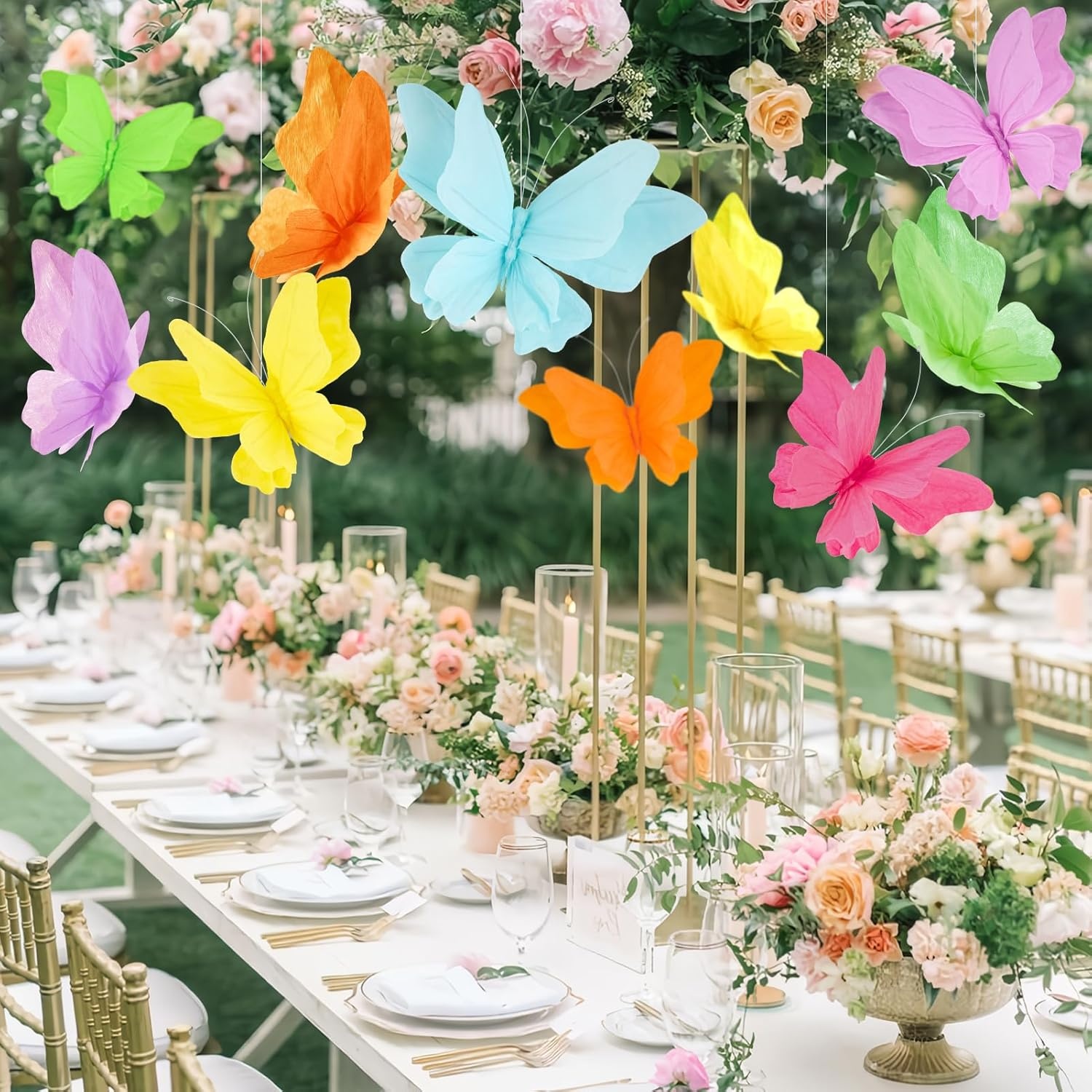 image:imageSUNBEAUTY Butterfly Party Decorations 3D Butterflies Water Proof Wedding Decor Hanging Butterflies for Baby Shower Birthday Decor Party Girls Women PET Plastic Butterfly for Wall Decor Set of 4Sparkling6