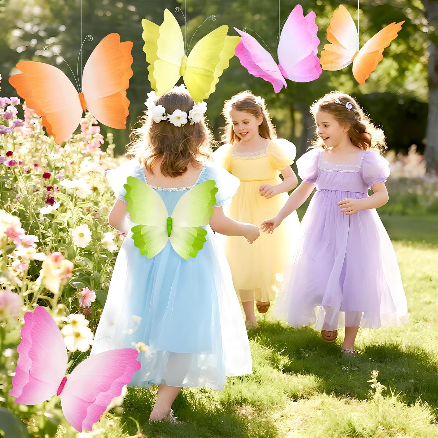 image:imageSUNBEAUTY Butterfly Party Decorations 3D Butterflies Water Proof Wedding Decor Hanging Butterflies for Baby Shower Birthday Decor Party Girls Women PET Plastic Butterfly for Wall Decor Set of 4Gradient Colors 4