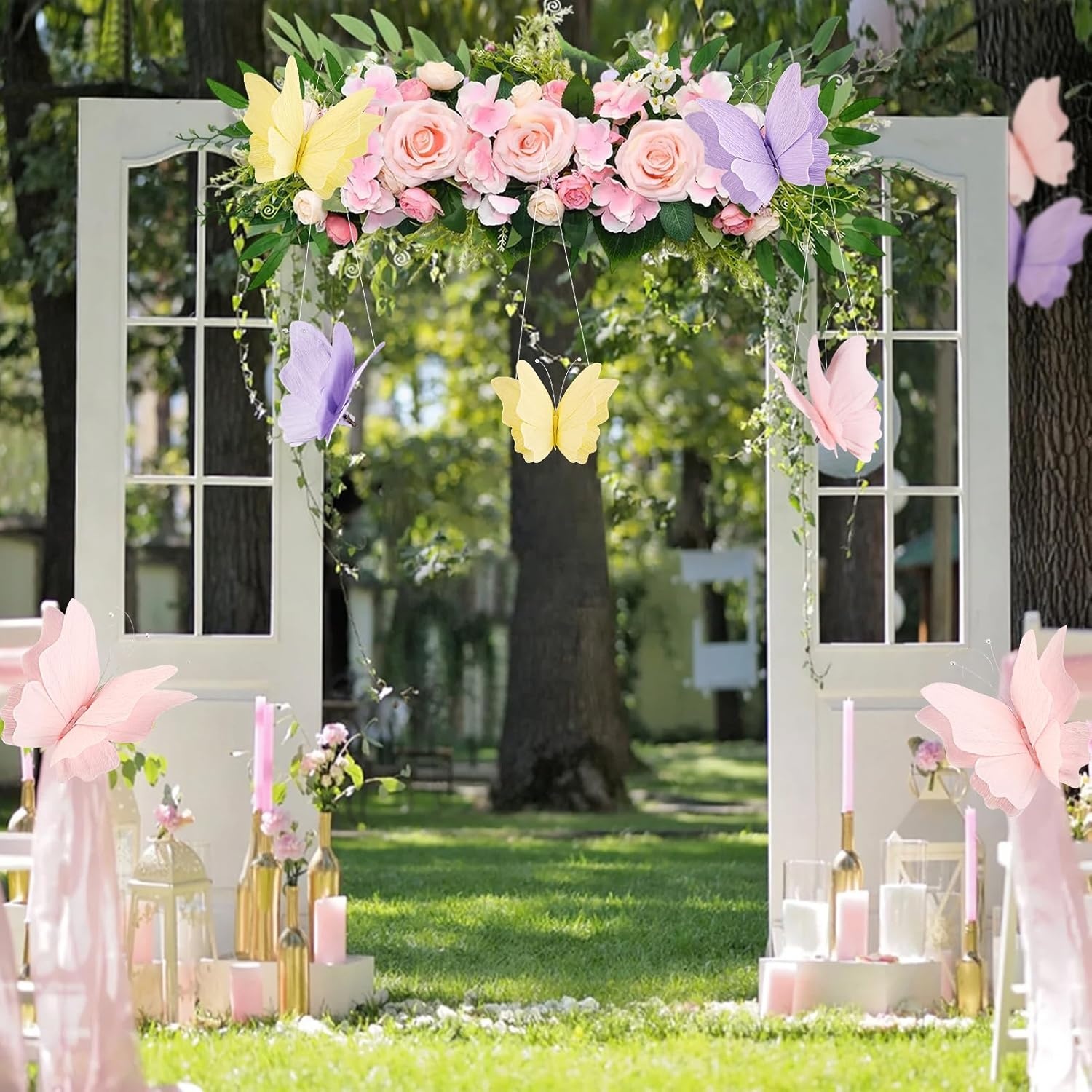 image:imageSUNBEAUTY Butterfly Party Decorations 3D Butterflies Water Proof Wedding Decor Hanging Butterflies for Baby Shower Birthday Decor Party Girls Women PET Plastic Butterfly for Wall Decor Set of 4Purple Pink Yellow 6