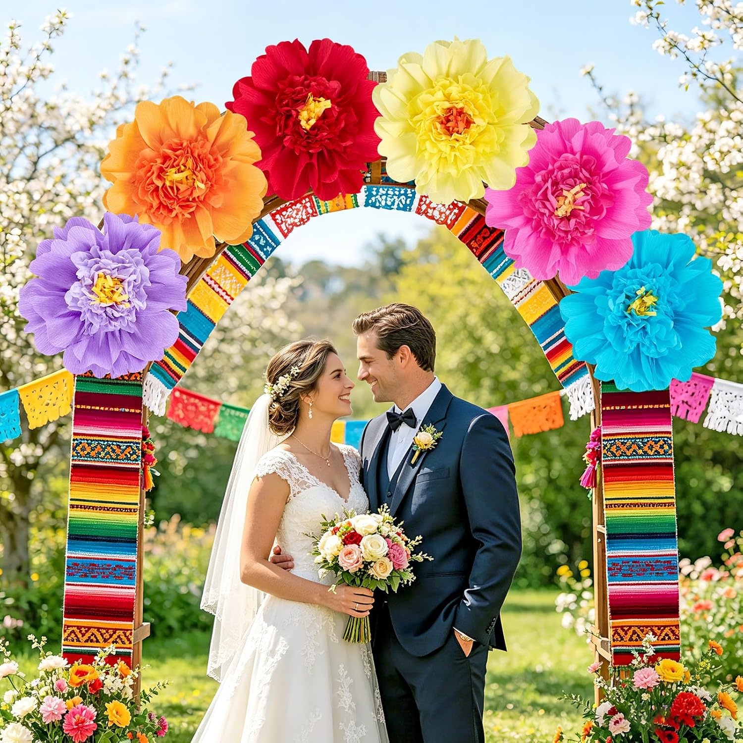 image:imageSUNBEAUTY Large Paper Flowers Giant Fiesta Tissue Paper Flowers Decorations for Wall 12 Inch Colorful Mexican Flowers for Summer Birthday Wedding Backdrop Bridal Shower Tropical Luau Carnival PartyColorful Paper Flowers12