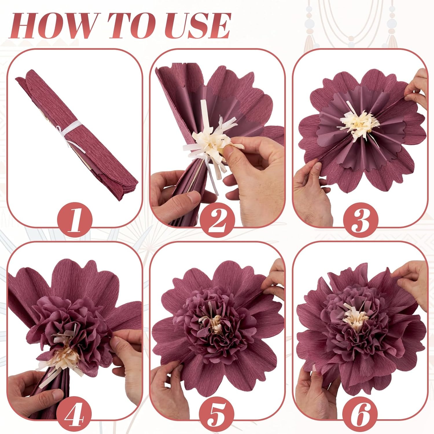 image:imageSUNBEAUTY Large Paper Flowers Giant Fiesta Tissue Paper Flowers Decorations for Wall 12 Inch Colorful Mexican Flowers for Summer Birthday Wedding Backdrop Bridal Shower Tropical Luau Carnival PartyBoho Paper Flowers 6pcs12