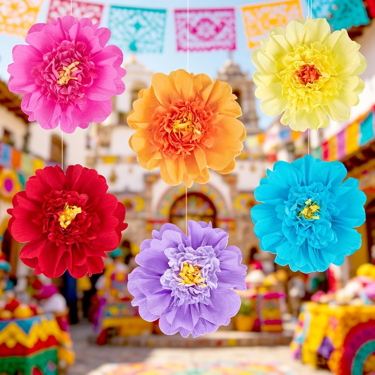 image:imageSUNBEAUTY Large Paper Flowers Giant Fiesta Tissue Paper Flowers Decorations for Wall 12 Inch Colorful Mexican Flowers for Summer Birthday Wedding Backdrop Bridal Shower Tropical Luau Carnival PartyColorful Paper Flowers12