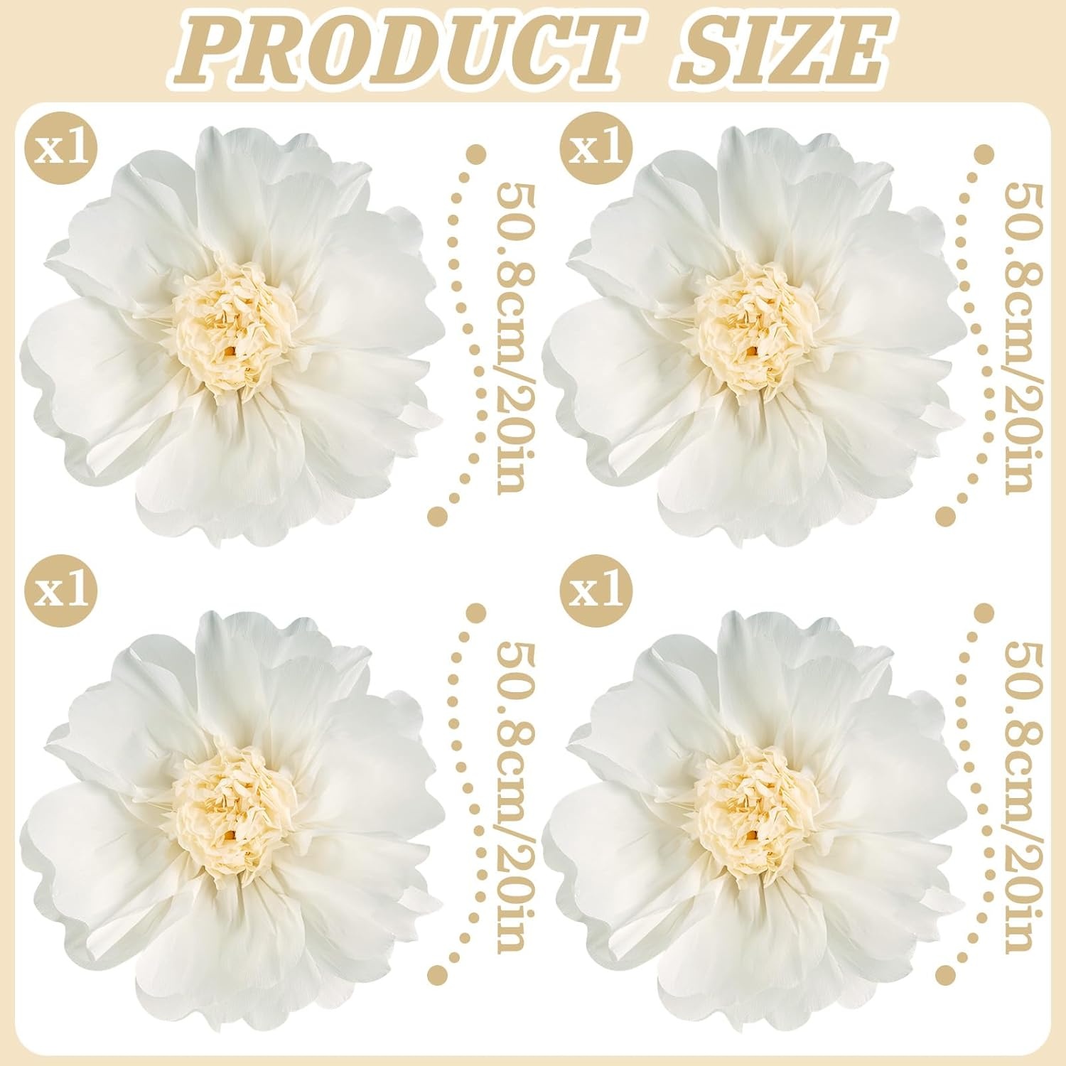 image:imageSUNBEAUTY Large Paper Flowers Giant Fiesta Tissue Paper Flowers Decorations for Wall 12 Inch Colorful Mexican Flowers for Summer Birthday Wedding Backdrop Bridal Shower Tropical Luau Carnival PartyWhite