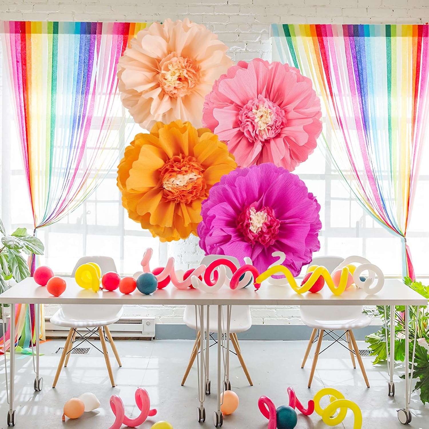 image:imageSUNBEAUTY Large Paper Flowers Giant Fiesta Tissue Paper Flowers Decorations for Wall 12 Inch Colorful Mexican Flowers for Summer Birthday Wedding Backdrop Bridal Shower Tropical Luau Carnival PartyHot Pink and Orange
