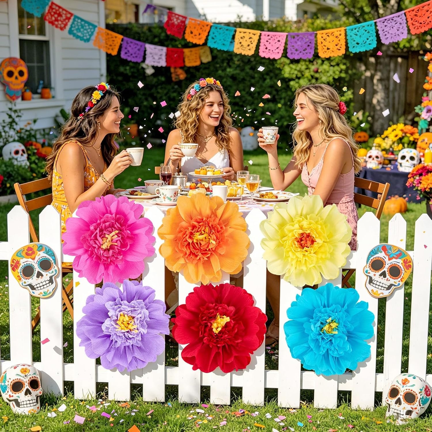 image:imageSUNBEAUTY Large Paper Flowers Giant Fiesta Tissue Paper Flowers Decorations for Wall 12 Inch Colorful Mexican Flowers for Summer Birthday Wedding Backdrop Bridal Shower Tropical Luau Carnival PartyColorful Paper Flowers12