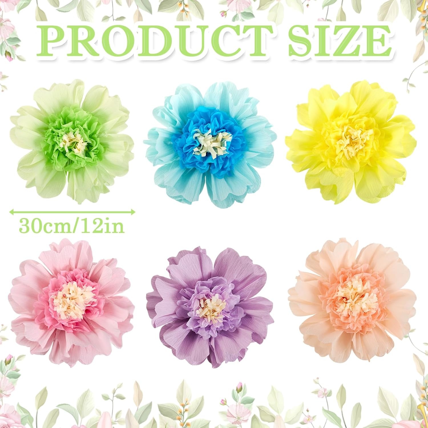image:imageSUNBEAUTY Large Paper Flowers Giant Fiesta Tissue Paper Flowers Decorations for Wall 12 Inch Colorful Mexican Flowers for Summer Birthday Wedding Backdrop Bridal Shower Tropical Luau Carnival PartyAPastel
