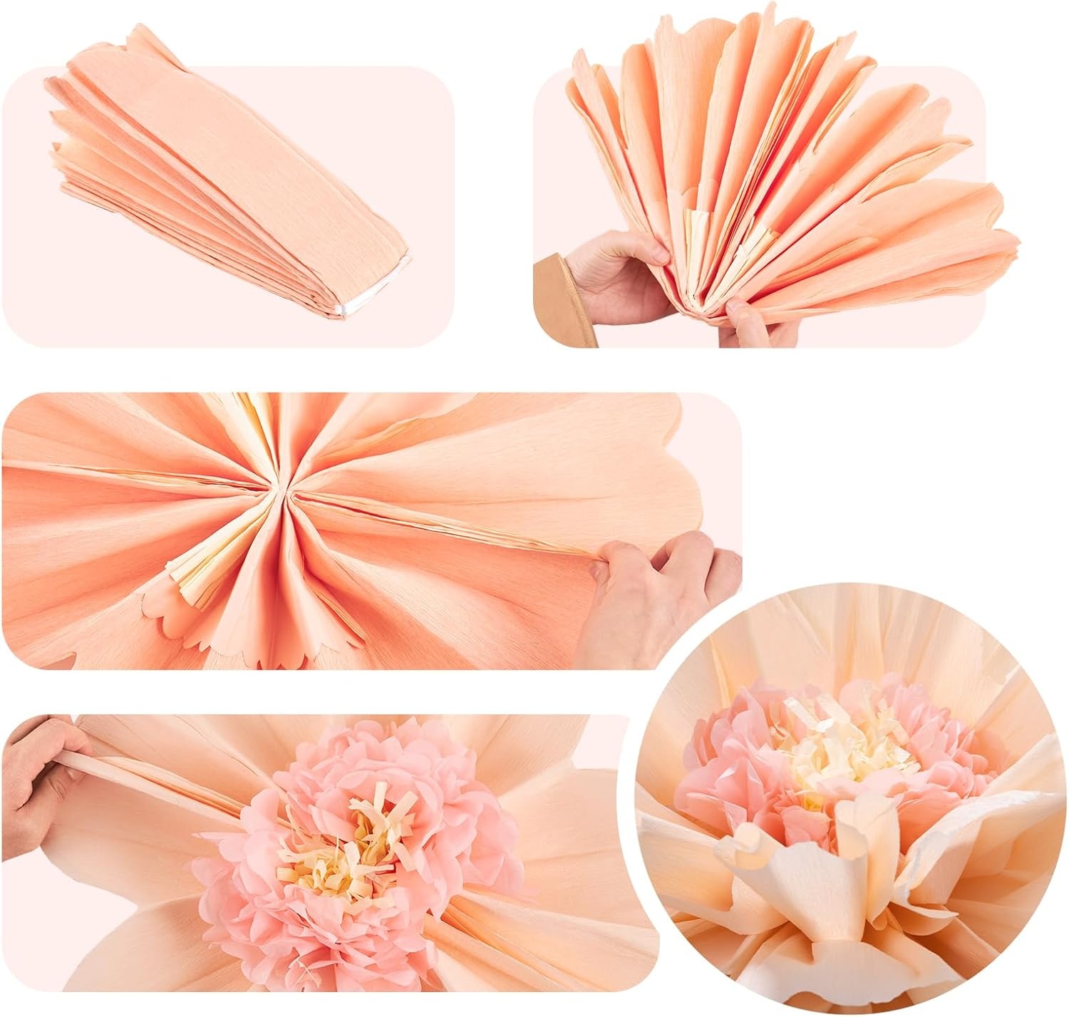 image:imageSUNBEAUTY Large Paper Flowers Giant Fiesta Tissue Paper Flowers Decorations for Wall 12 Inch Colorful Mexican Flowers for Summer Birthday Wedding Backdrop Bridal Shower Tropical Luau Carnival PartyHot Pink and Orange