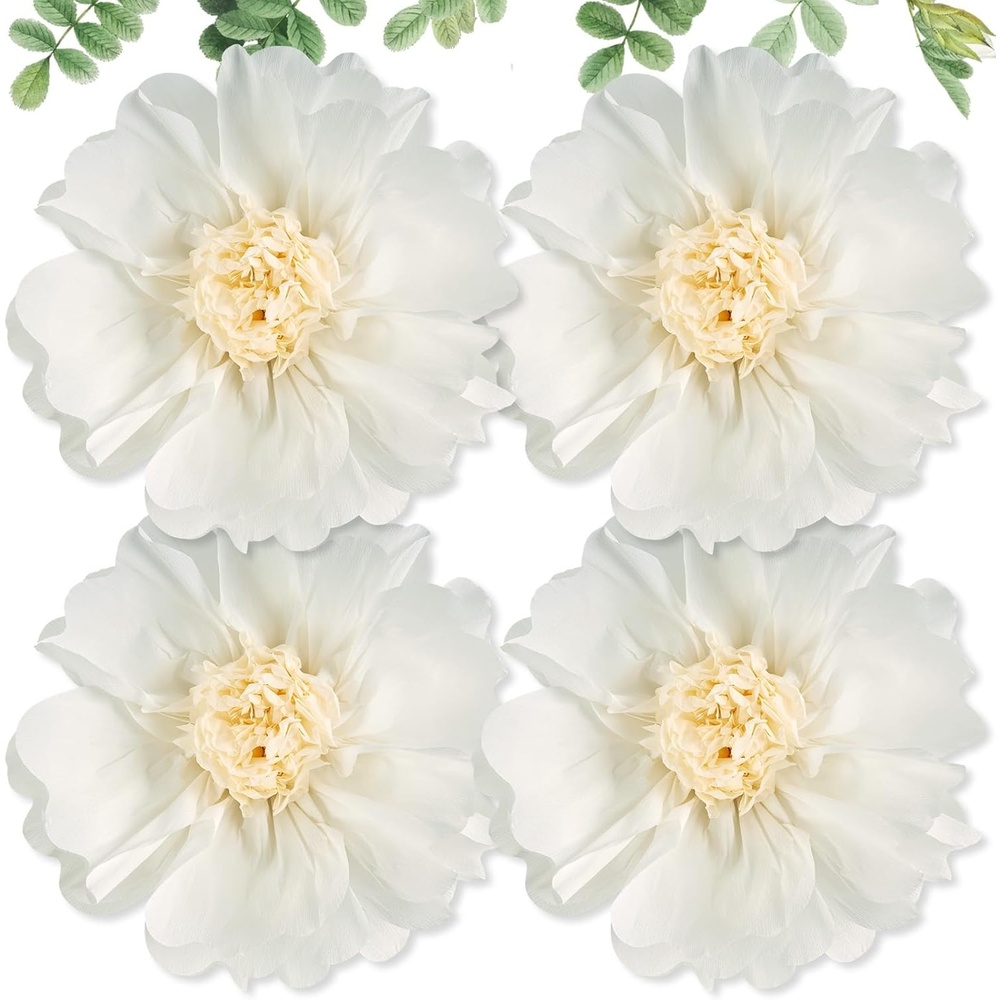 image:imageSUNBEAUTY Large Paper Flowers Giant Fiesta Tissue Paper Flowers Decorations for Wall 12 Inch Colorful Mexican Flowers for Summer Birthday Wedding Backdrop Bridal Shower Tropical Luau Carnival PartyWhite
