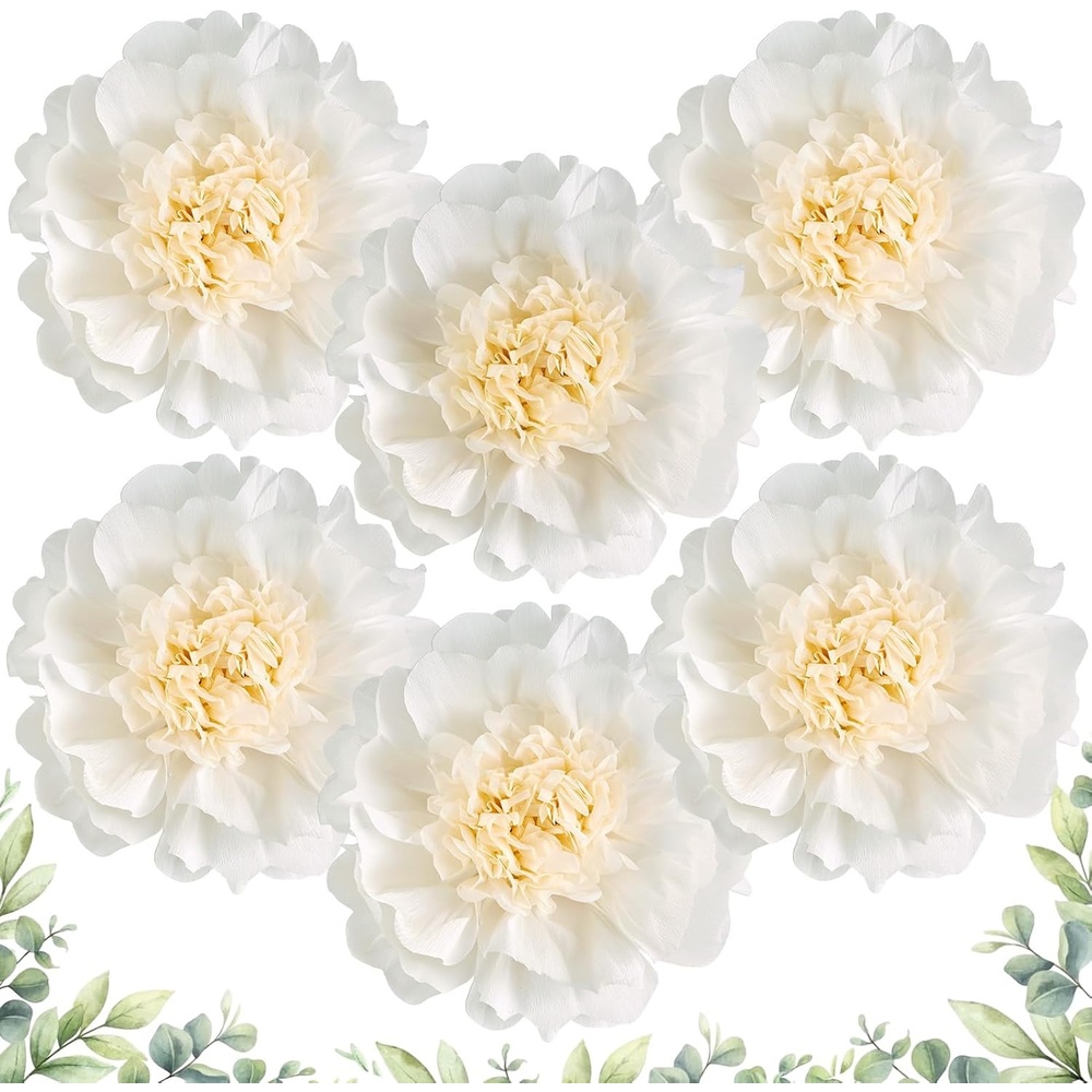 image:imageSUNBEAUTY Large Paper Flowers Giant Fiesta Tissue Paper Flowers Decorations for Wall 12 Inch Colorful Mexican Flowers for Summer Birthday Wedding Backdrop Bridal Shower Tropical Luau Carnival PartyAWhite