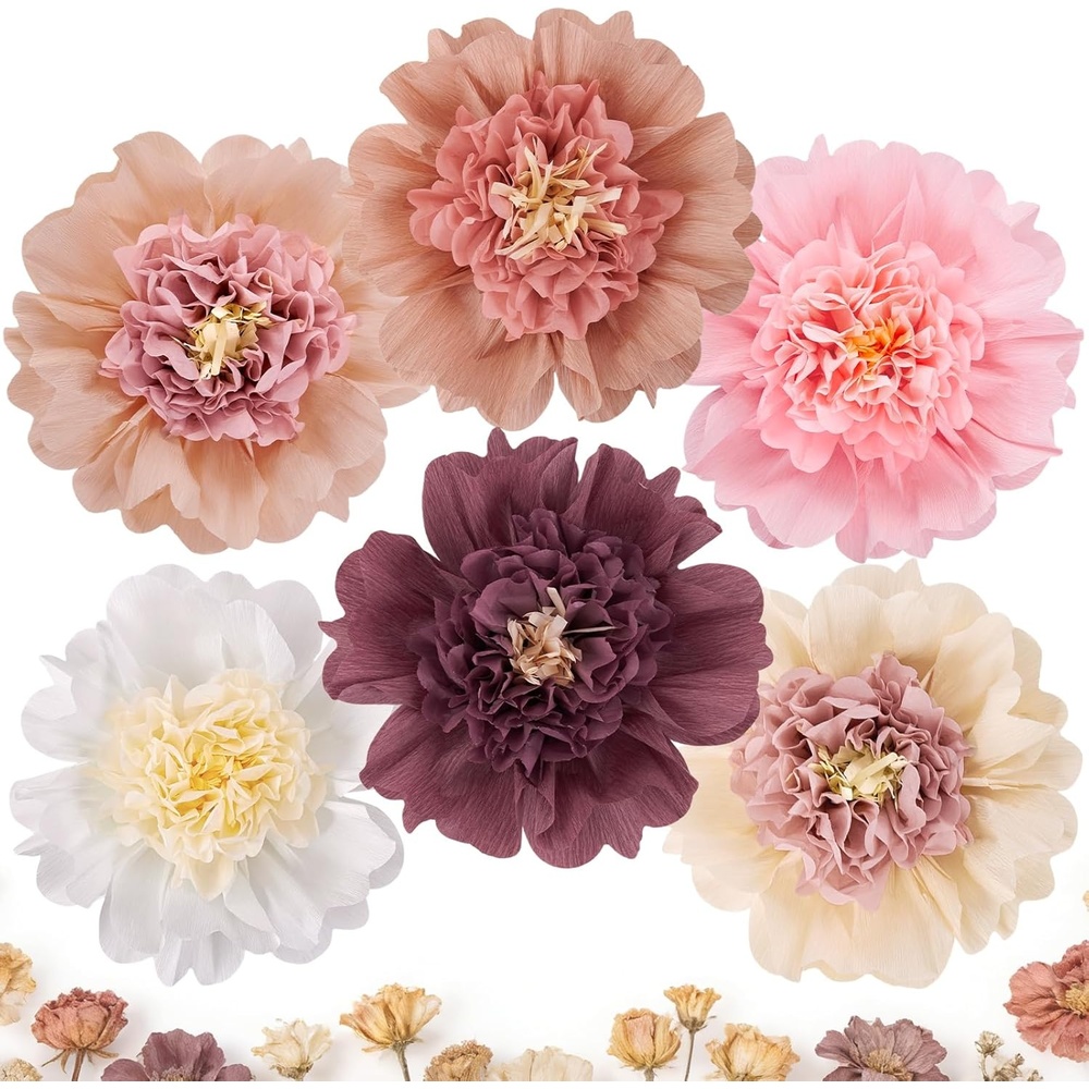 image:imageSUNBEAUTY Large Paper Flowers Giant Fiesta Tissue Paper Flowers Decorations for Wall 12 Inch Colorful Mexican Flowers for Summer Birthday Wedding Backdrop Bridal Shower Tropical Luau Carnival PartyBoho Paper Flowers 6pcs12
