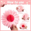 SUNBEAUTY 4th of July Patriotic Decorations Red White Blue Hanging Honeycomb Balls Independence Day Paper Honeycomb Flower for Memorial Day USA Flag Veterans 250th Anniversary Party Supplies(Pink yellow white Daisy)