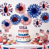 SUNBEAUTY 4th of July Patriotic Decorations Red White Blue Hanging Honeycomb Balls Independence Day Paper Honeycomb Flower for Memorial Day USA Flag Veterans 250th Anniversary Party Supplies(Patriotic Honeycomb Flower)