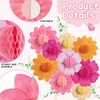 SUNBEAUTY 4th of July Patriotic Decorations Red White Blue Hanging Honeycomb Balls Independence Day Paper Honeycomb Flower for Memorial Day USA Flag Veterans 250th Anniversary Party Supplies(Pink Orange Flower Honeycomb)