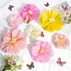 SUNBEAUTY Large Paper Flowers Giant Fiesta Tissue Paper Flowers Decorations for Wall 12 Inch Colorful Mexican Flowers for Summer Birthday Wedding Backdrop Bridal Shower Tropical Luau Carnival Party(Pink Yellow Paper Flower With Butterfly)