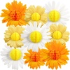 SUNBEAUTY 4th of July Patriotic Decorations Red White Blue Hanging Honeycomb Balls Independence Day Paper Honeycomb Flower for Memorial Day USA Flag Veterans 250th Anniversary Party Supplies(Orange yellow Daisy Honeycomb)