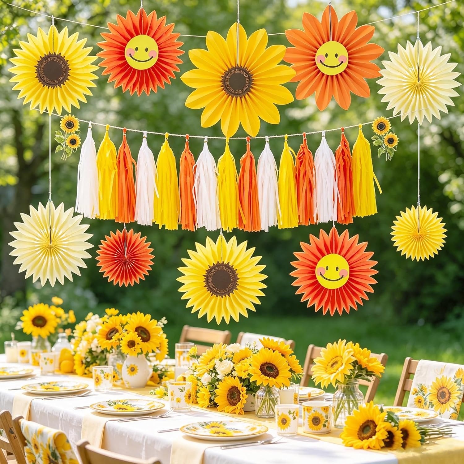 image:imageFairy Mushroom Party Decorations Pastel Paper Flower Garland Fairy Baby Shower Decorations Hanging for Wall Tissue Daisy Floral for Enchanted Fairy First Birthday Spring Easter Garden Indoor Outdoorsunflower