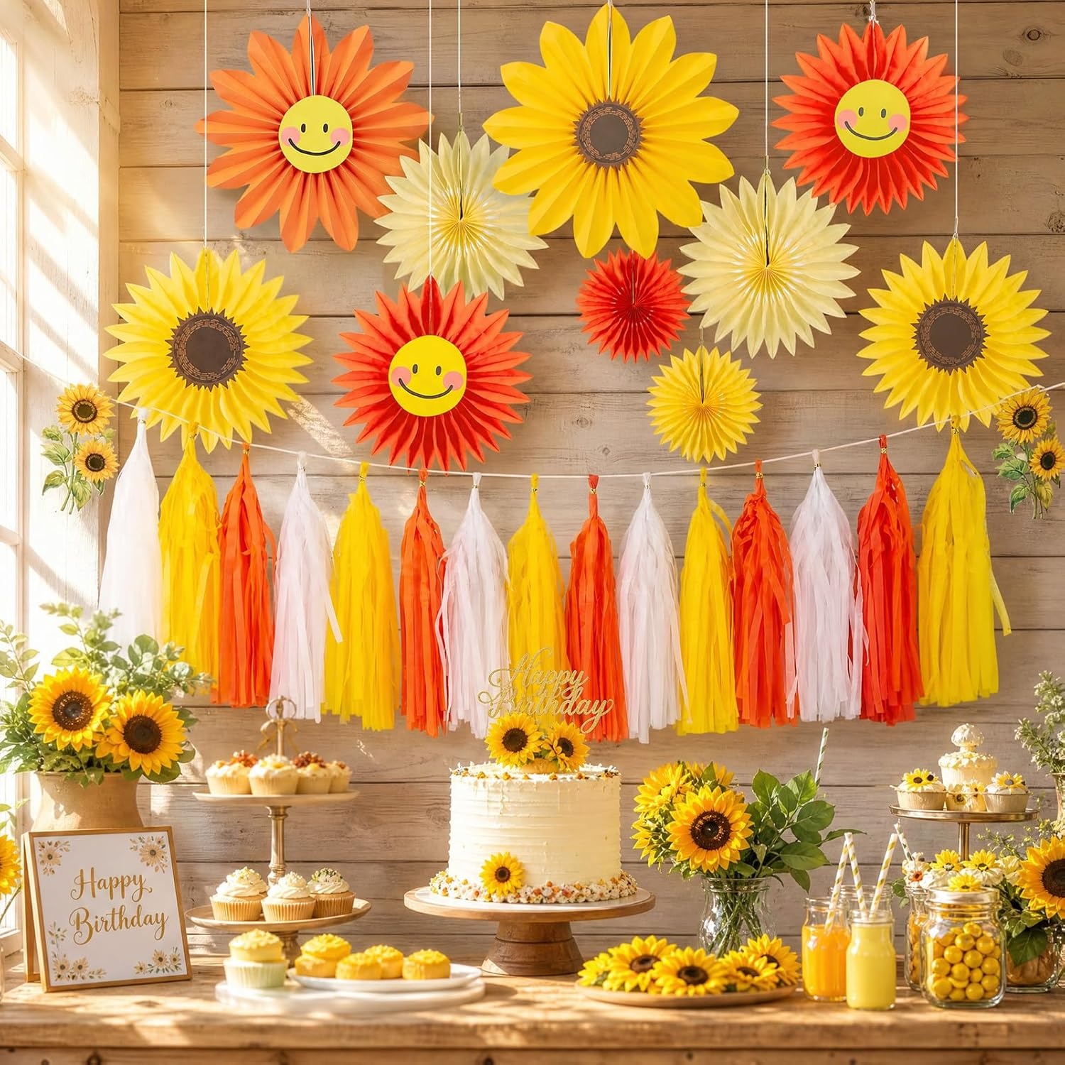 image:imageFairy Mushroom Party Decorations Pastel Paper Flower Garland Fairy Baby Shower Decorations Hanging for Wall Tissue Daisy Floral for Enchanted Fairy First Birthday Spring Easter Garden Indoor Outdoorsunflower