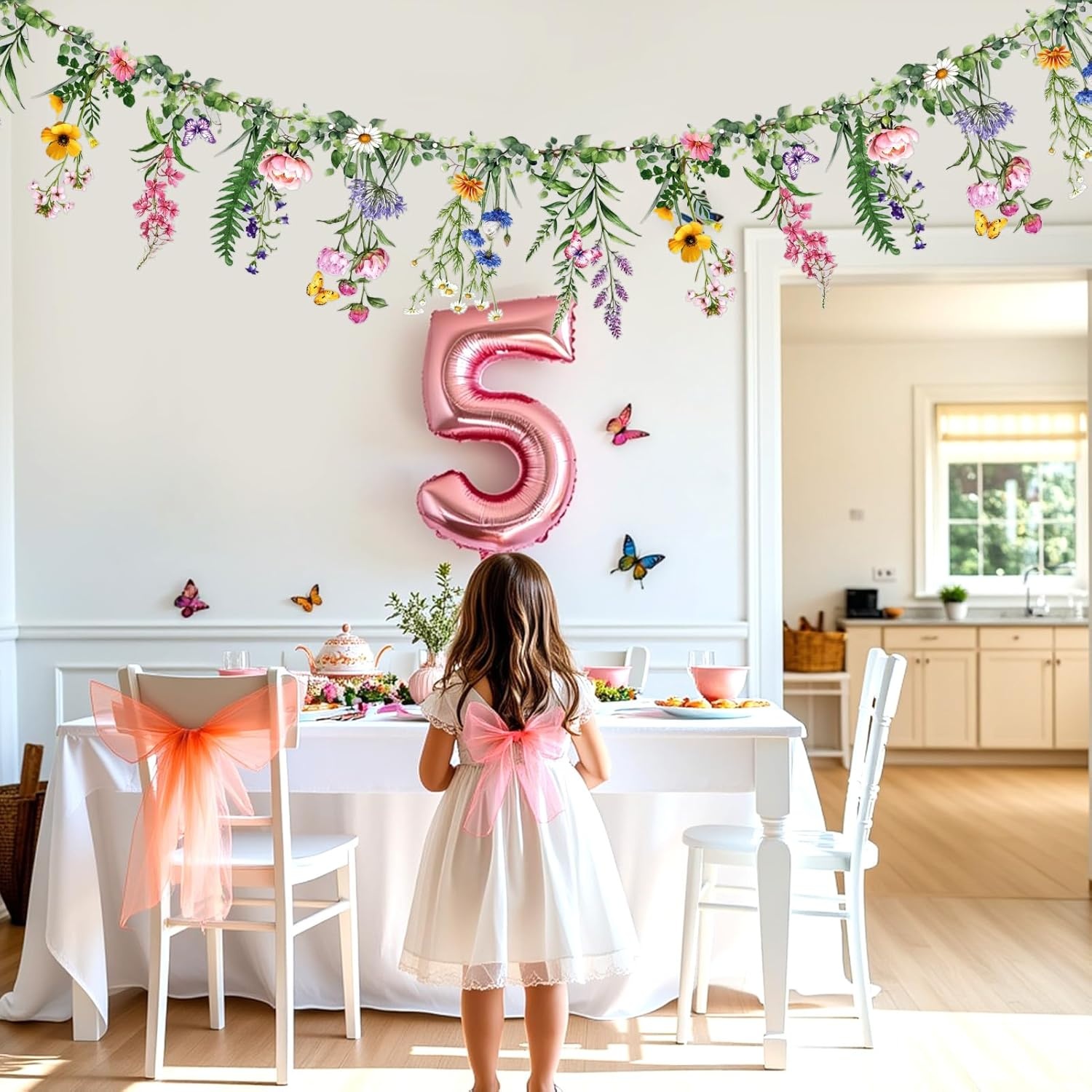 image:imageSUNBEAUTY Wildflower Fairy Banner Garden Party Decorations 492 FT Reusable Waterproof Fairy Birthday Garland for Enchanted Wedding Party Supplies Baby Shower Tea Party Girls Birthday DecorWildflower Garden