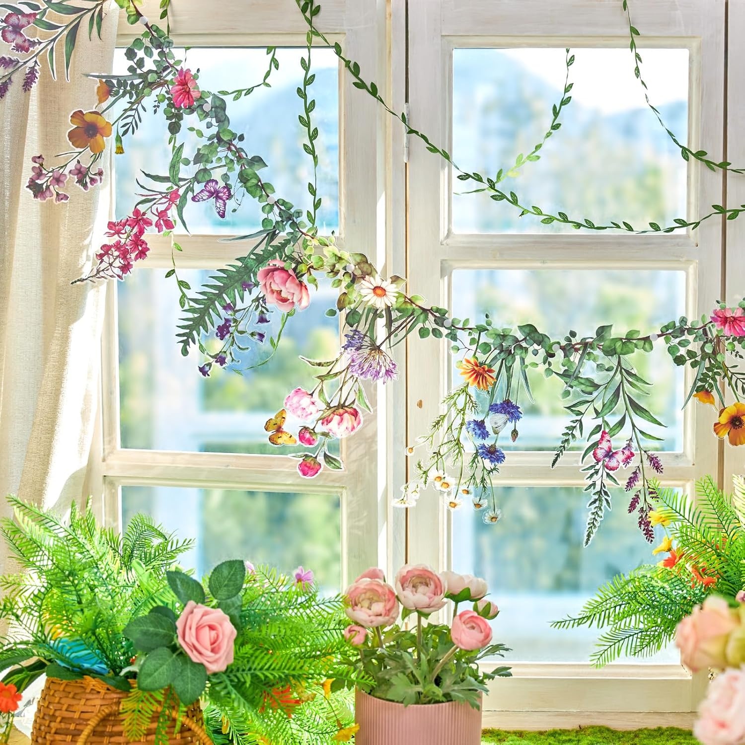 image:imageSUNBEAUTY Wildflower Fairy Banner Garden Party Decorations 492 FT Reusable Waterproof Fairy Birthday Garland for Enchanted Wedding Party Supplies Baby Shower Tea Party Girls Birthday DecorWildflower Garden