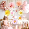 Fairy Mushroom Party Decorations, Pastel Paper Flower Garland Fairy Baby Shower Decorations Hanging for Wall Tissue Daisy Floral for Enchanted Fairy First Birthday Spring Easter Garden Indoor Outdoor(Cottage  Whimsical)