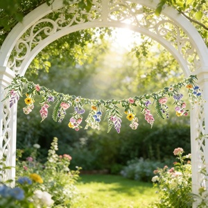 SUNBEAUTY Wildflower Fairy Banner Garden Party Decorations 4.92 FT Reusable Waterproof Fairy Birthday Garland for Enchanted Wedding Party Supplies Baby Shower Tea Party Girls Birthday Decor(Wildflower Garden)