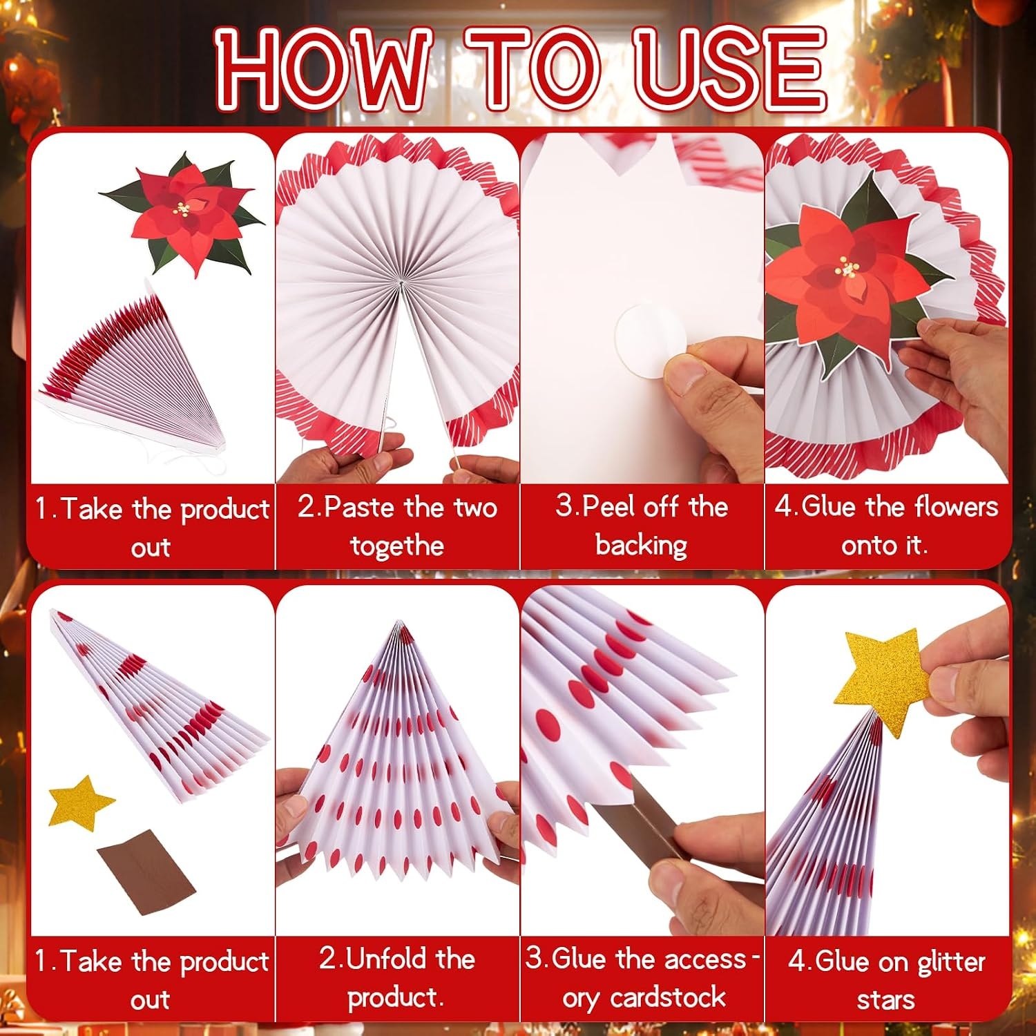 image:imageSUNBEAUTY Sunflower Party Decorations Sunflower Birthday Paper Fan Decorations with Bees Yellow White Sun Flower Wall Hanging for Baby Shower Summer Garden Party Classroom Bulletin Board DecorationChristmas Trees Red Poinsettia Paper Fans