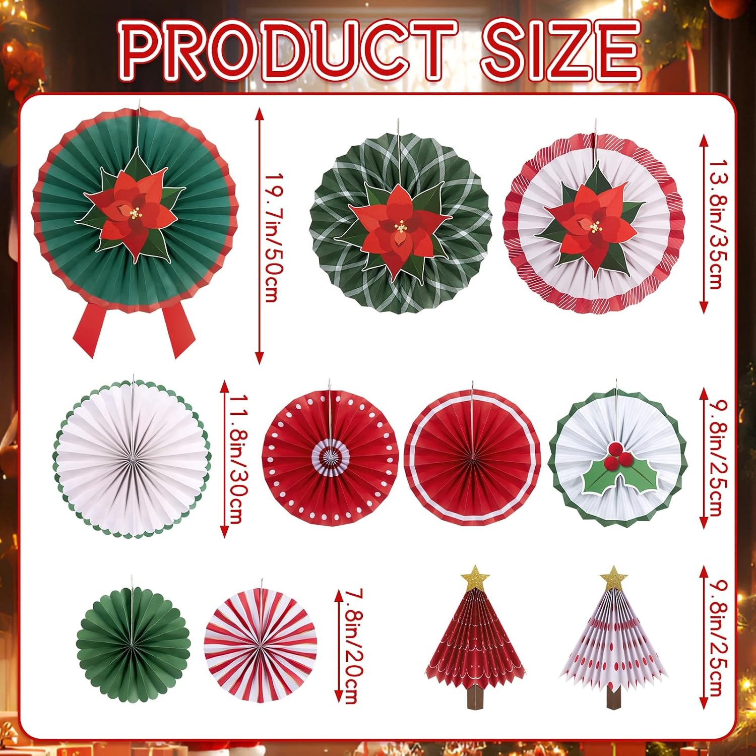 image:imageSUNBEAUTY Sunflower Party Decorations Sunflower Birthday Paper Fan Decorations with Bees Yellow White Sun Flower Wall Hanging for Baby Shower Summer Garden Party Classroom Bulletin Board DecorationChristmas Trees Red Poinsettia Paper Fans