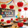 SUNBEAUTY 12 Pcs Red Apple Paper Honeycomb Hanging Decoration Apple Decorations for Classroom Back to School Decoration Teacher Appreciation Decorations 3D Paper Apple Honeycomb Table Decor(4.7 Inch)(Red Apple Honeycomb-12pcs)