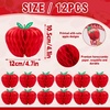SUNBEAUTY 12 Pcs Red Apple Paper Honeycomb Hanging Decoration Apple Decorations for Classroom Back to School Decoration Teacher Appreciation Decorations 3D Paper Apple Honeycomb Table Decor(4.7 Inch)(Red Apple Honeycomb-12pcs)