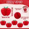 SUNBEAUTY 12 Pcs Red Apple Paper Honeycomb Hanging Decoration Apple Decorations for Classroom Back to School Decoration Teacher Appreciation Decorations 3D Paper Apple Honeycomb Table Decor(4.7 Inch)(Red Apple 5pcs(4”))