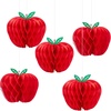 SUNBEAUTY 12 Pcs Red Apple Paper Honeycomb Hanging Decoration Apple Decorations for Classroom Back to School Decoration Teacher Appreciation Decorations 3D Paper Apple Honeycomb Table Decor(4.7 Inch)(Red Apple 5pcs(4”))